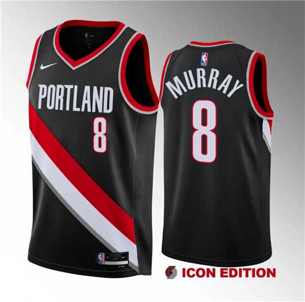 Mens Portland Trail Blazers #8 Kris Murray Black 2023 Draft Icon Edition Stitched Basketball Jersey Dzhi->portland trailblazers->NBA Jersey